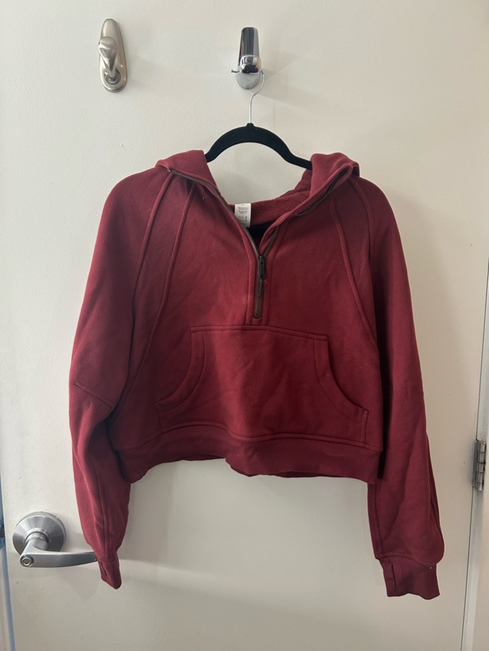 Women's Half-Zip Cropped Hoodie in Burgundy